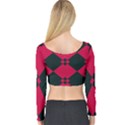 Black pink shapes pattern Long Sleeve Crop Top View2