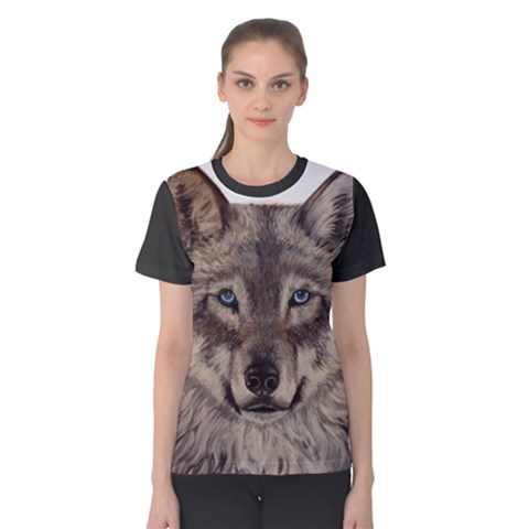 Wolf Women s Cotton Tee 1 by ArtByThree