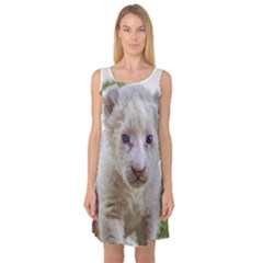 White Lion Cub Sleeveless Satin Nightdresses