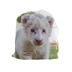 White Lion Cub Drawstring Pouches (extra Large)