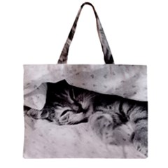 Sleepy Kitty Zipper Tiny Tote Bags