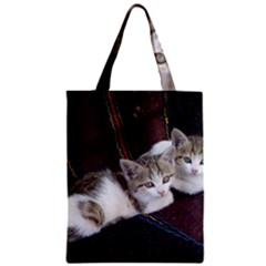 Kitty Twins Zipper Classic Tote Bags