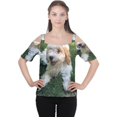 Cute Cavapoo Puppy Women s Cutout Shoulder Tee