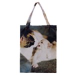 CALICO CAT AND WHITE KITTY Classic Tote Bags