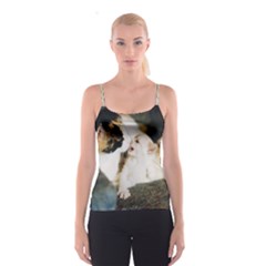 Calico Cat And White Kitty Spaghetti Strap Tops