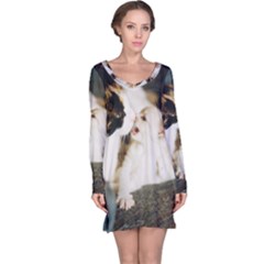 Calico Cat And White Kitty Long Sleeve Nightdresses by trendistuff