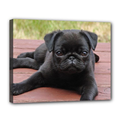 Alert Pug Puppy Canvas 14  X 11  by trendistuff