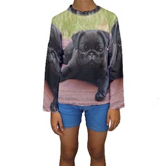 Alert Pug Puppy Kid s Long Sleeve Swimwear