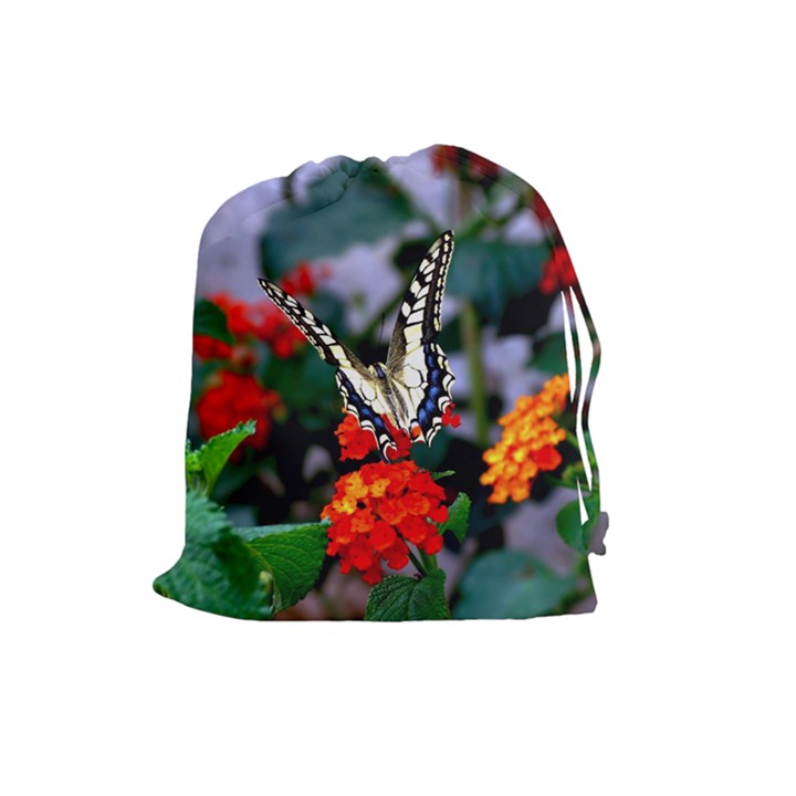 BUTTERFLY FLOWERS 1 Drawstring Pouches (Large) 