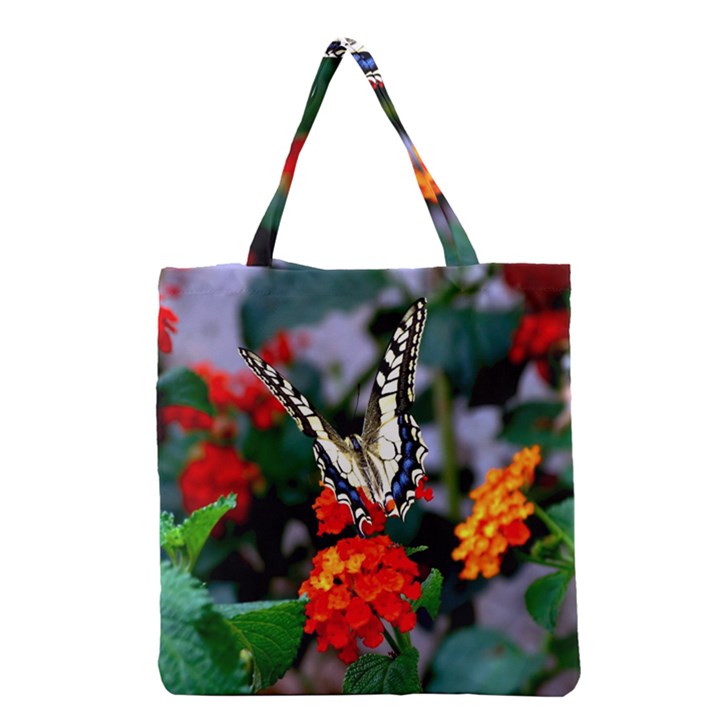 BUTTERFLY FLOWERS 1 Grocery Tote Bags