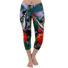 Butterfly Flowers 1 Capri Winter Leggings  by trendistuff