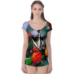 Butterfly Flowers 1 Short Sleeve Leotard