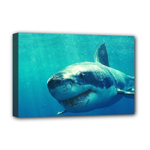 Great White Shark 1 Deluxe Canvas 18  X 12   by trendistuff