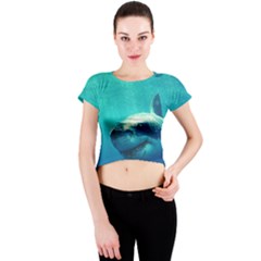 Great White Shark 1 Crew Neck Crop Top