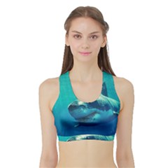 Great White Shark 1 Women s Sports Bra With Border