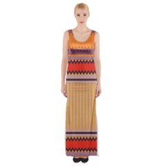 Stripes And Chevrons Maxi Thigh Split Dress