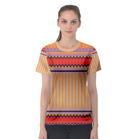 Stripes And Chevrons Women s Sport Mesh Tee by LalyLauraFLM