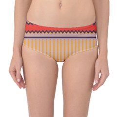 Stripes And Chevrons Mid-waist Bikini Bottoms by LalyLauraFLM