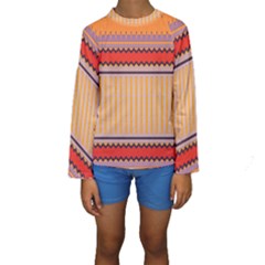 Stripes And Chevrons  Kid s Long Sleeve Swimwear