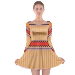 Stripes And Chevrons Long Sleeve Skater Dress