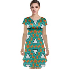 Triangles And Other Shapes Pattern Cap Sleeve Nightdress