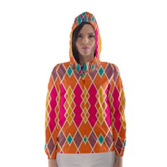 Symmetric Rhombus Design Hooded Wind Breaker (women) by LalyLauraFLM