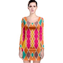 Symmetric Rhombus Design Long Sleeve Bodycon Dress