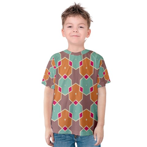 Stars And Honeycombs Pattern Kid s Cotton Tee by LalyLauraFLM