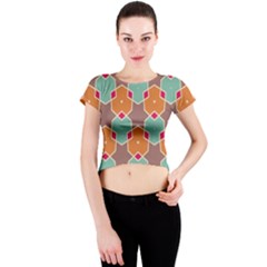 Stars And Honeycombs Pattern Crew Neck Crop Top