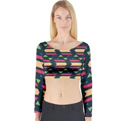 Triangles And Other Shapes Long Sleeve Crop Top