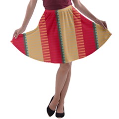 Stripes And Other Shapes A-line Skater Skirt