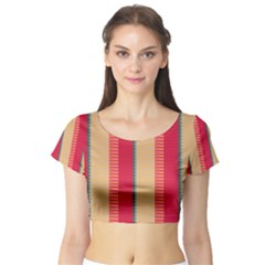 Stripes And Other Shapes Short Sleeve Crop Top