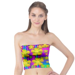 Outside The Curtain It Is Peace Florals And Love Tube Top by pepitasart