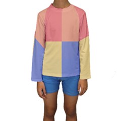 4 Squares  Kid s Long Sleeve Swimwear