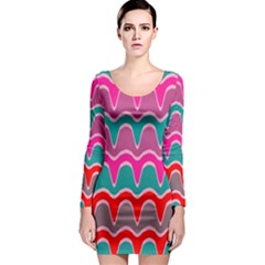 Waves Pattern Long Sleeve Bodycon Dress