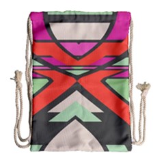 Shapes In Retro Colors Large Drawstring Bag