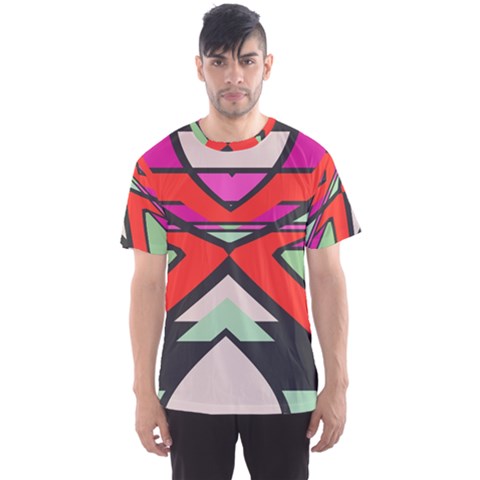 Shapes In Retro Colors Men s Sport Mesh Tee by LalyLauraFLM