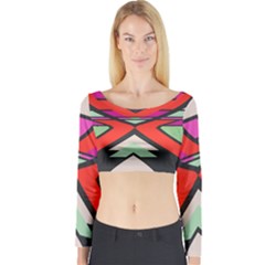 Shapes In Retro Colors Long Sleeve Crop Top