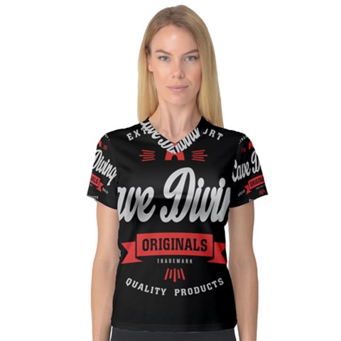 Cave Diving Extreme Sport Women s V-neck Sport Mesh Tee by ExtremeSport