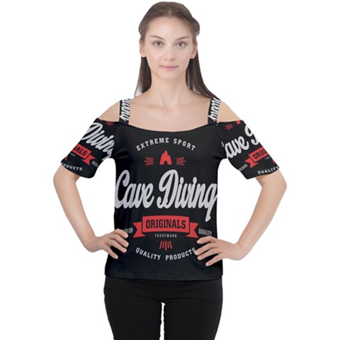 Cave Diving Extreme Sport Women s Cutout Shoulder Tee by ExtremeSport