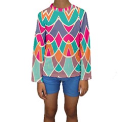 Wavy Design  Kid s Long Sleeve Swimwear