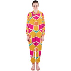 Shapes in retro colors pattern Hooded Jumpsuit (Ladies)