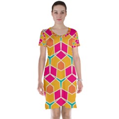 Shapes in retro colors pattern Short Sleeve Nightdress