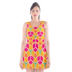 Shapes in retro colors pattern Scoop Neck Skater Dress