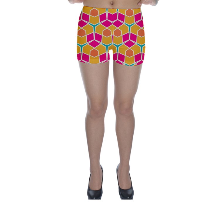 Shapes in retro colors pattern Skinny Shorts