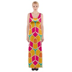 Shapes in retro colors pattern Maxi Thigh Split Dress