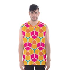 Shapes In Retro Colors Pattern Men s Basketball Tank Top