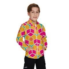 Shapes In Retro Colors Pattern Wind Breaker (kids) by LalyLauraFLM