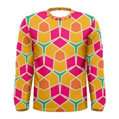 Shapes In Retro Colors Pattern Men Long Sleeve T-shirt