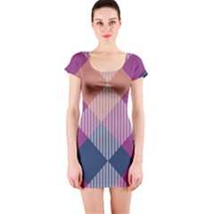 Argyle Variation Short Sleeve Bodycon Dress